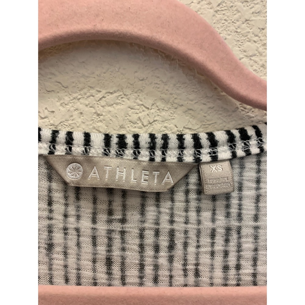 Athleta Tank Top Women XS Black White Striped Sleeveless Modal Blend Scoop Neck - Picture 4 of 5